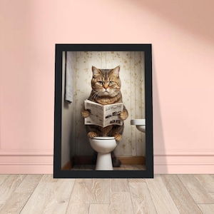 Divertente decorazione murale raffigurante un gatto che legge il giornale sul water, divertente decorazione per il bagno, divertente decorazione rustica per la parete del bagno, moderna decorazione in stile fattoria per il water