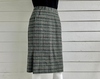 50s wool plaid  pencil skirt S Rough Rider mid century skirt free shipping