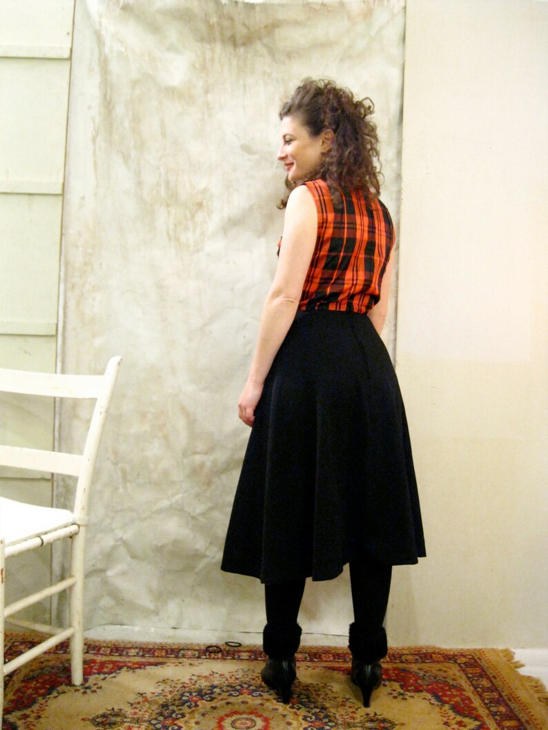 1960s dress wool Red and Black Plaid top and under skirt Darling 60s Cutie Pie dress image 2