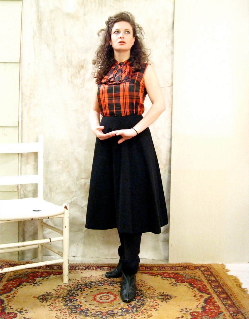 1960s dress wool Red and Black Plaid top and under skirt Darling 60s Cutie Pie dress image 3