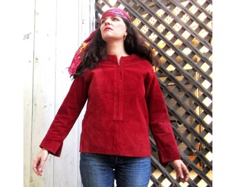 60s red Suede top 1960s suede leather top S/M