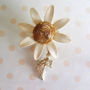 vintage 1960s flower pin enamel 60s flower power Brooch image 1