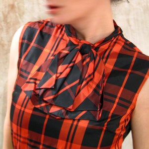1960s dress wool Red and Black Plaid top and under skirt Darling 60s Cutie Pie dress image 4
