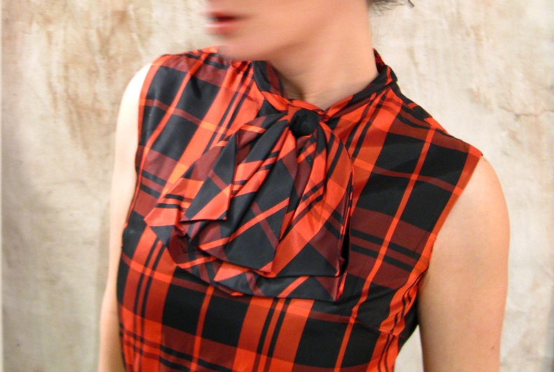 1960s dress wool Red and Black Plaid top and under skirt Darling 60s Cutie Pie dress image 4