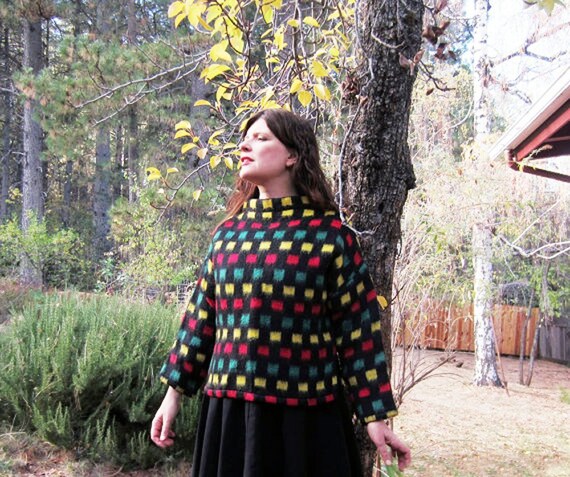 50s DENMARK Ski sweater 1950s mohair Bright color