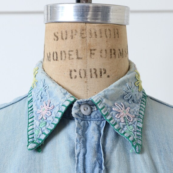 vintage 1970s embroidered denim shirt • Big Mac l… - image 2