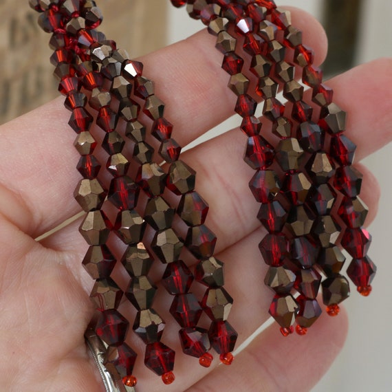 vintage glass beaded lariat necklace ~ tassel bel… - image 7