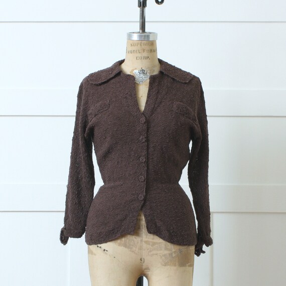 vintage 1950s hand knit sweater • mocha light brow
