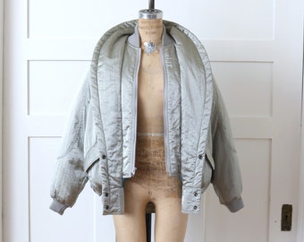 vintage 1980s silver puffer coat • women's London Fog feather down fill puff jacket