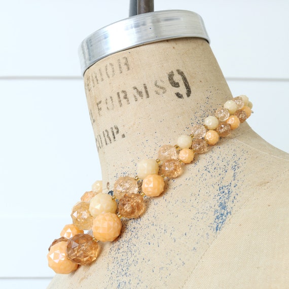 vintage 1960s peach fuzz necklace • 2 strand bead… - image 3
