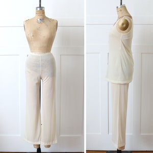 designer vintage 1960s Pucci pajamas sheer 2 piece nylon and lace lingerie top & pants image 2