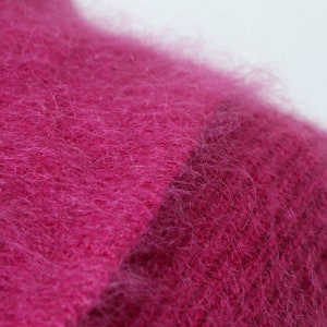 vintage 1990s bright raspberry pink mohair sweater fuzzy cowl neck knit wool blend pullover image 2