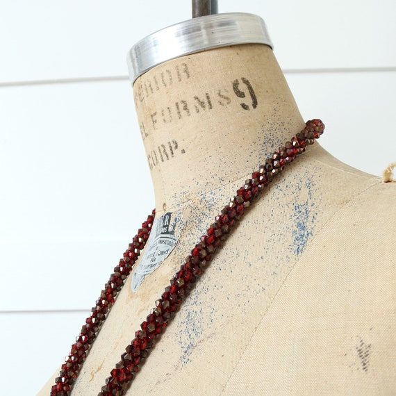 vintage glass beaded lariat necklace ~ tassel bel… - image 4