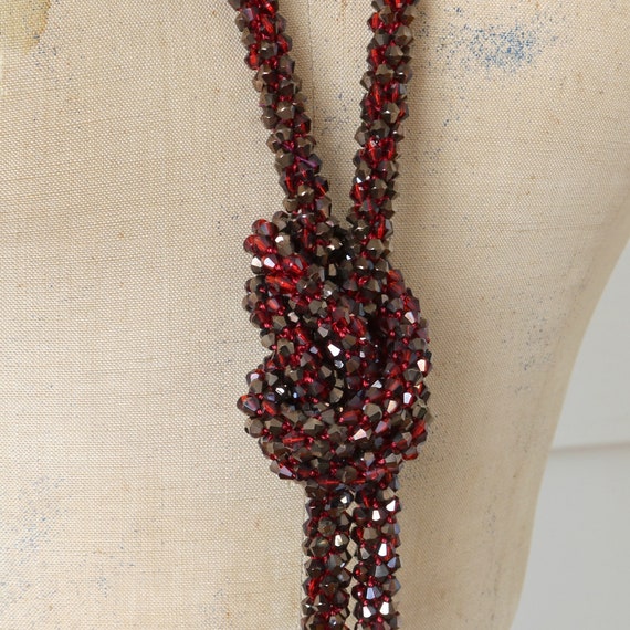 vintage glass beaded lariat necklace ~ tassel bel… - image 5