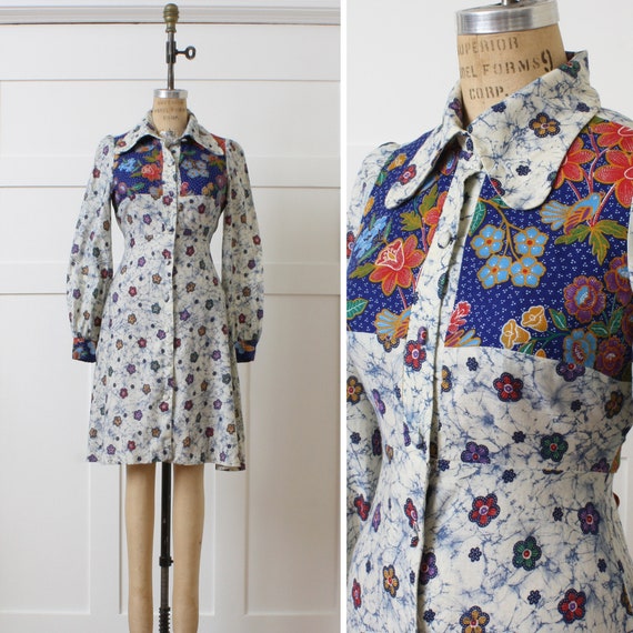 vintage 1970s dress • batik print Young Innocent b