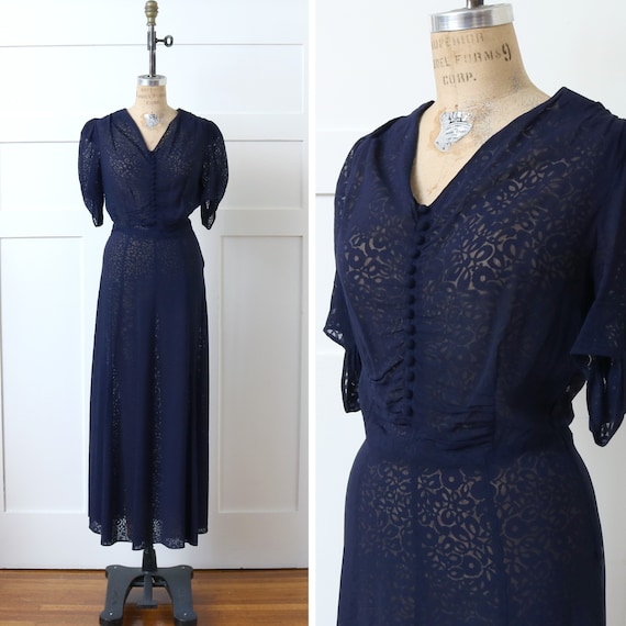 1930’s OVERDYED PUFF SLEEVE DRESS