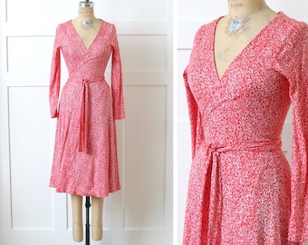 vintage 1970s Diane Von Furstenberg wrap dress • designer DVF Italy stretch knit dress