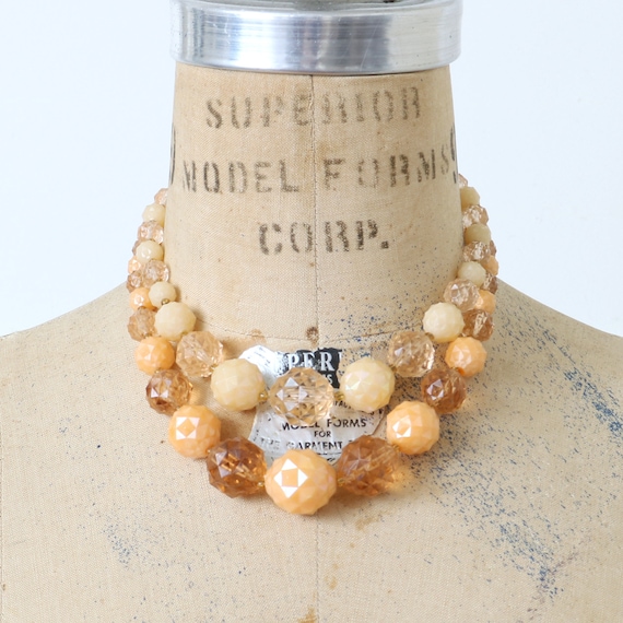 vintage 1960s peach fuzz necklace • 2 strand bead… - image 1