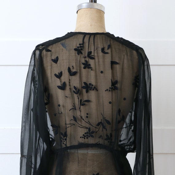 vintage 1930s 40s embroidered dress • sheer black… - image 5