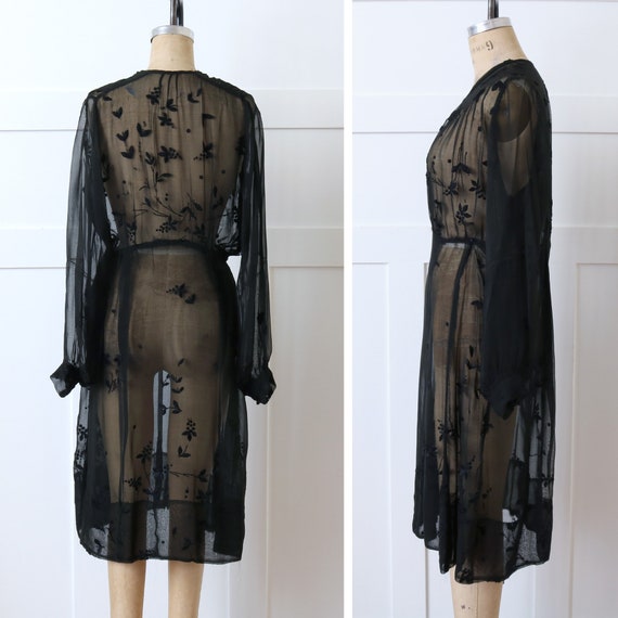 vintage 1930s 40s embroidered dress • sheer black… - image 4