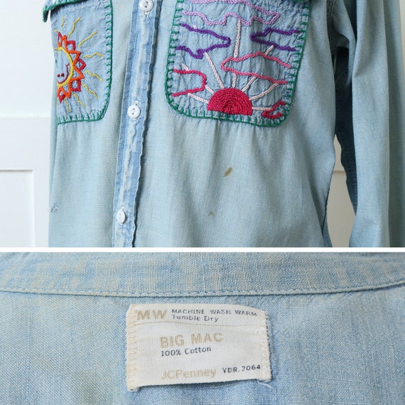 vintage 1970s embroidered denim shirt • Big Mac l… - image 10