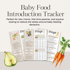 Introductietracker babyvoeding | 3-fasen voedingsgids | Afdrukbare speentabel voor baby's | Planner voor vaste stoffen voor moeders starten | Digitale download
