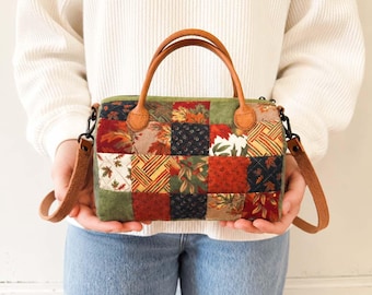 Handmade Patchwork Shoulder Bag,Fabric Crossbody Purse,Quilted Boho Handbag,Artisan Textile Bag