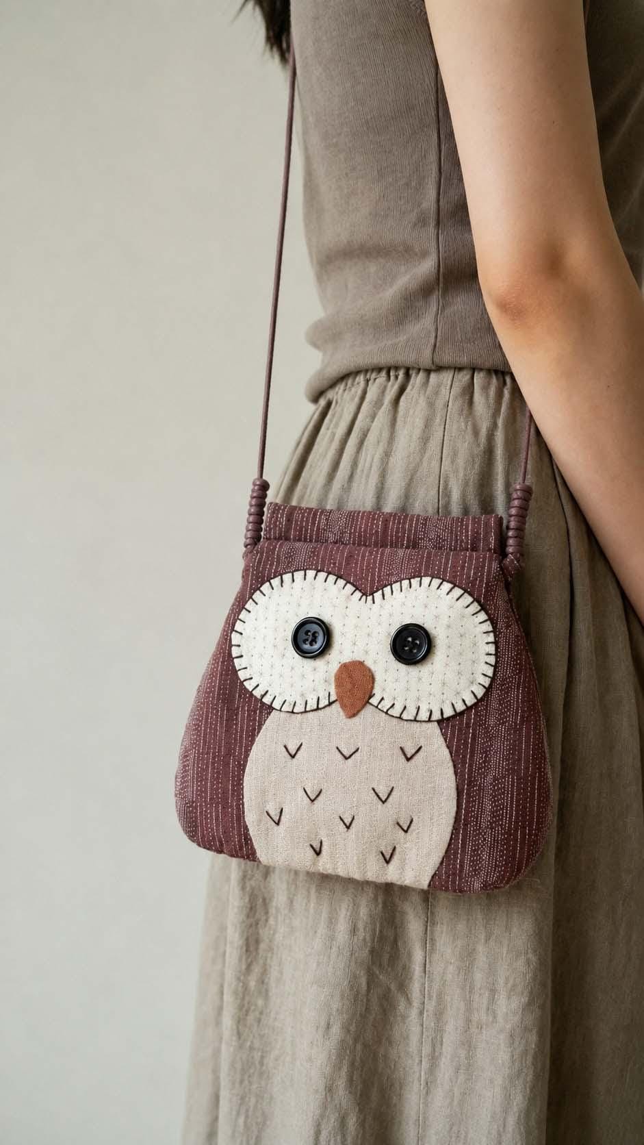 Handmade Owl Crossbody Bag,Small Owl Handbag,Woodland Cottagecore Gift