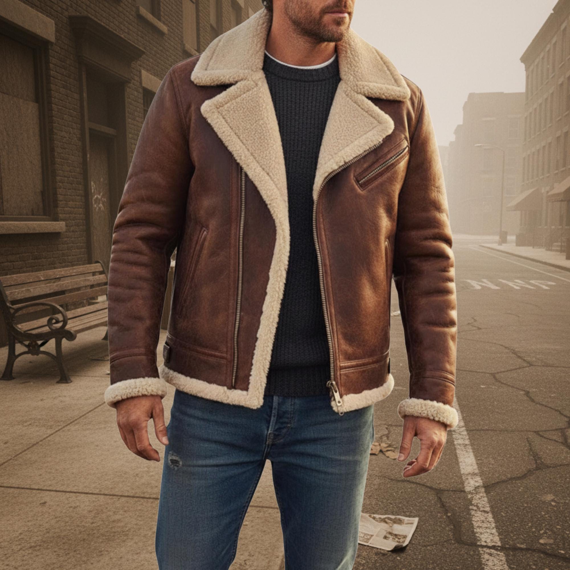 Marni Giubbotto Anorak in Pelle con Cappuccio in Shearling uomo