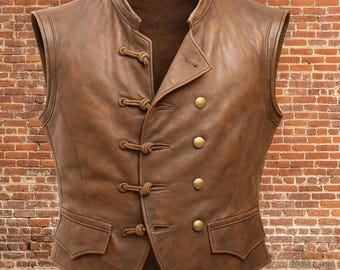 Handmade Leather Pirate Vest – Steampunk Ren Faire Costume
