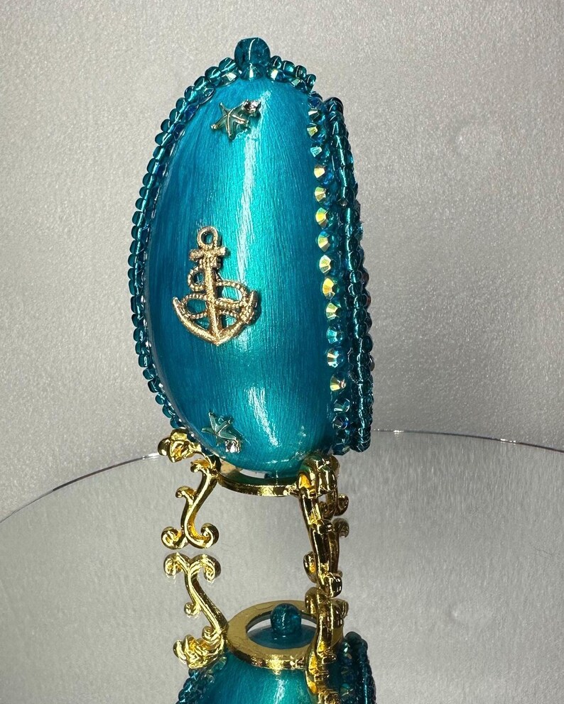 Fabergé Style Real Goose Egg With Gold Stand: Dreams of Beach Weather ...