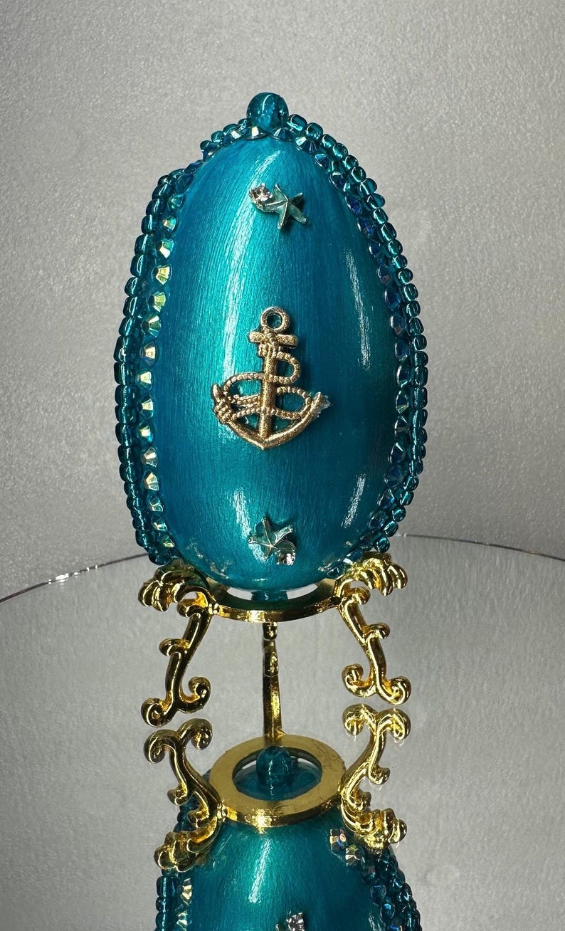 Fabergé Style Real Goose Egg With Gold Stand: Dreams of Beach Weather ...