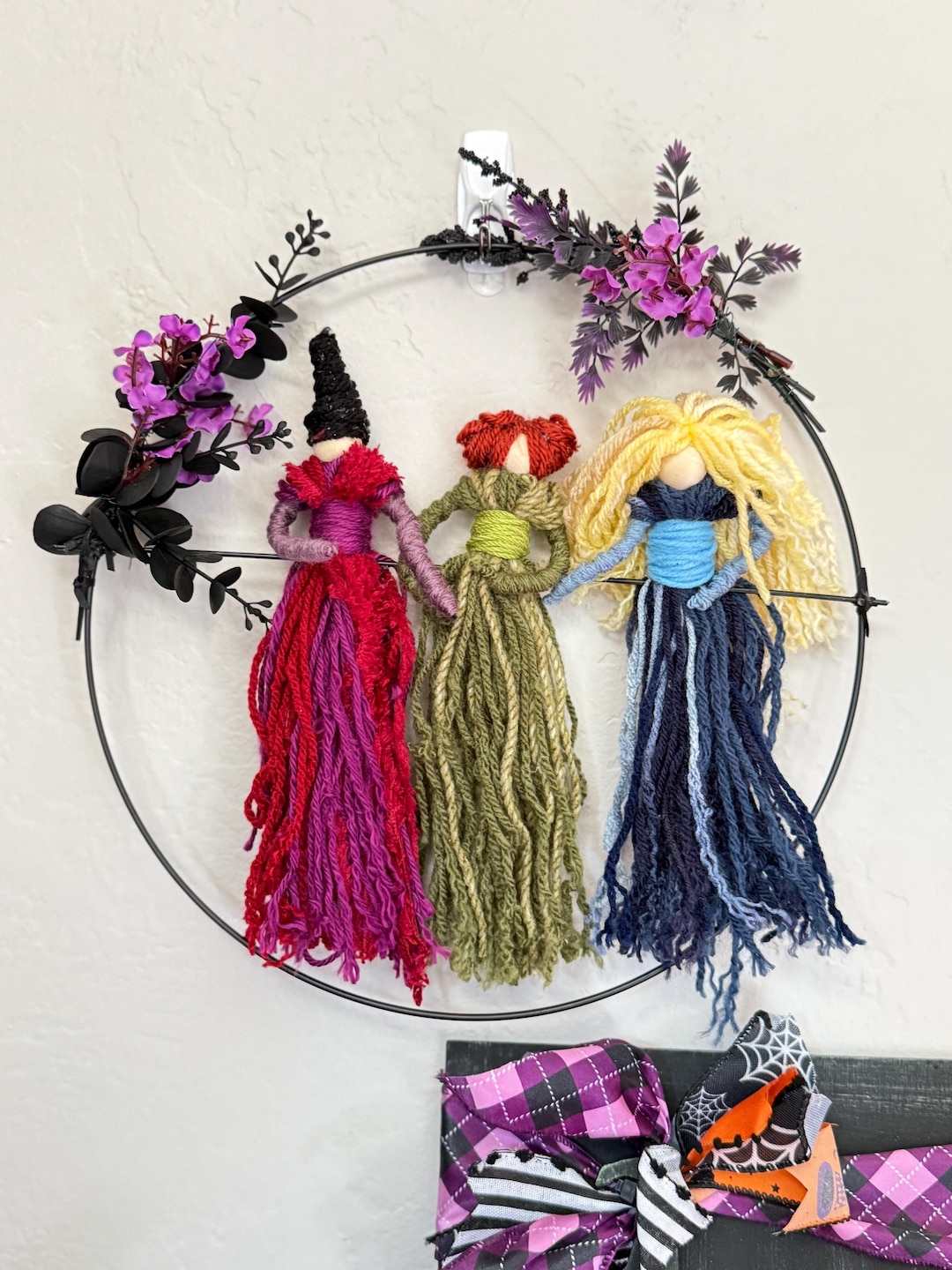 Macrame Hocus Pocus Hocus Pocus Inspired Sanderson Sister Yarn Doll Wreath - Etsy