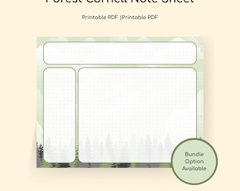 Forest Cornell Dot Grid Note Horizontal PDF | Lern- und Notizblatt | Schul Ordner Printable | Digitaler Download