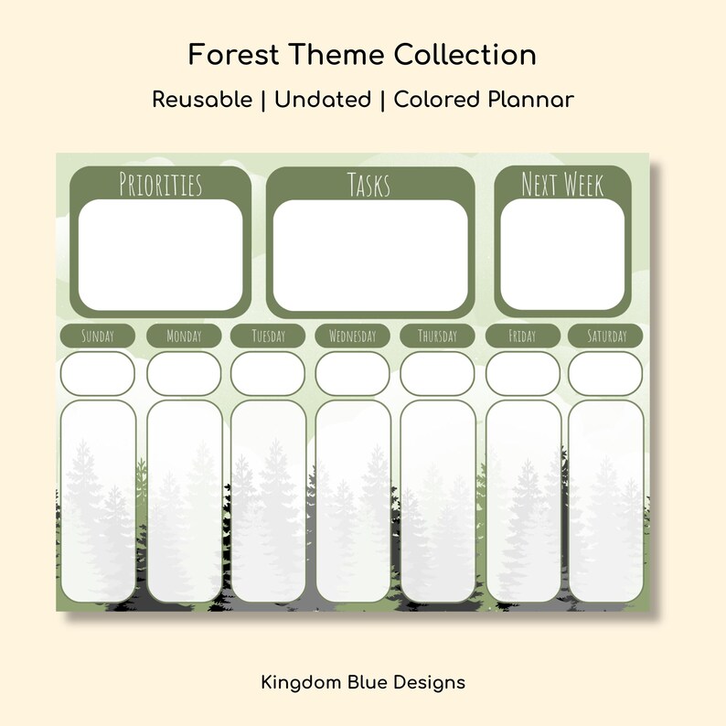 Forest Weekly Planner Bundle | Printable Woodland Planner PDF | Weekly ...