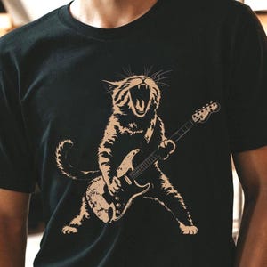 Rock Cat Playing Guitar PNG Digital Instant Funny Black Friday Guitar Cat Tee for Cat Lovers, Gift for Her, Cool Cat for Women, Men