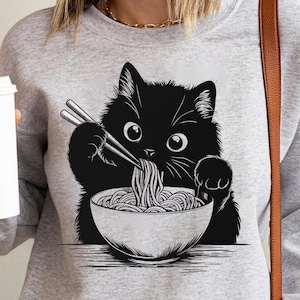Ramen Cat PNG File: Retro Noodle Cat Design (Digital Download