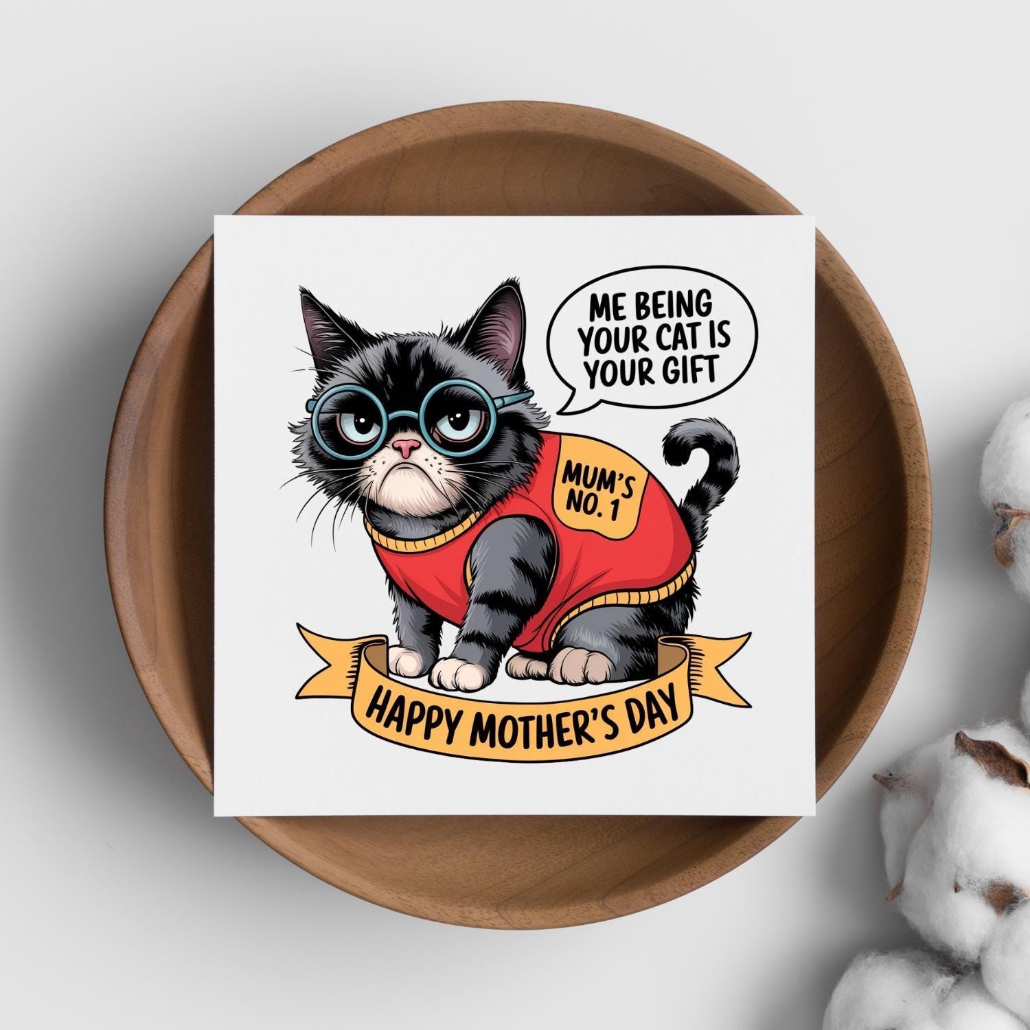 Mothers Day Printable Card From the Cat Funny Cat Mum Card Digital Gift ...