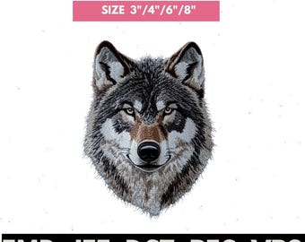 Stickdatei Wolf, Realistisches Wolf Stickmuster, Wildes Tier Stickmuster für Jacke, Hoodie, Hut und DIY-Projekte