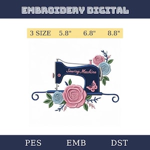 Sewing Machine Embroidery Design for Tailor Craft Projects, Vintage Sewing Applique Pattern, DIY Seamstress Embroidery File