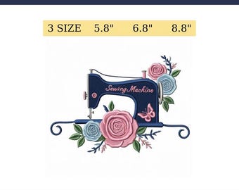 Vintage Sewing Machine Embroidery Design: Seamstress Gift, DIY Applique (Digital File)