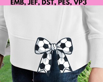 Soccer Bow Embroidery Pattern: Glitter Applique Design (Digital File)