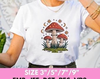 Mushroom embroidery design whimsical forest embroidery file boho nature embroidery digital download diy shirt embroidery pattern