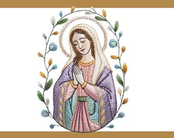 聖母マリア - 機械刺繍デザイン - 即時ダウンロード - Etsy 日本