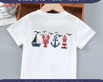 Nautisches Stickmuster Boot Anker Leuchtturm Hummer Stickdatei Meer Stickmuster Ozean Stickerei Maschinenstickerei Strandstickerei