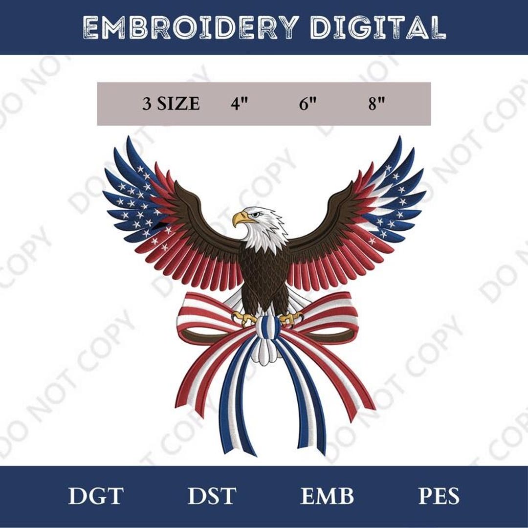 American Eagle Embroidery Design Patriotic Flag Wings Digital Download ...