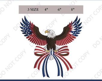 American Eagle Embroidery Design Patriotic Flag Wings Digital Download 4th of July USA Machine Embroidery File for Shirt Jacket Decor
