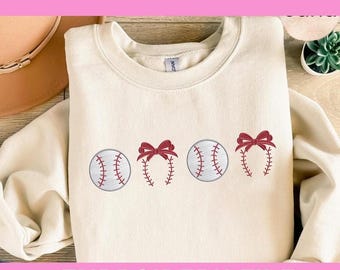 Baseball Embroidery Design: Sports Bow Machine Embroidery Pattern (4-8 inch)