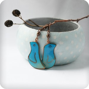 Turquoise birds earrings image 1