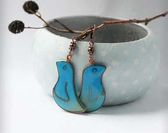 Turquoise birds earrings